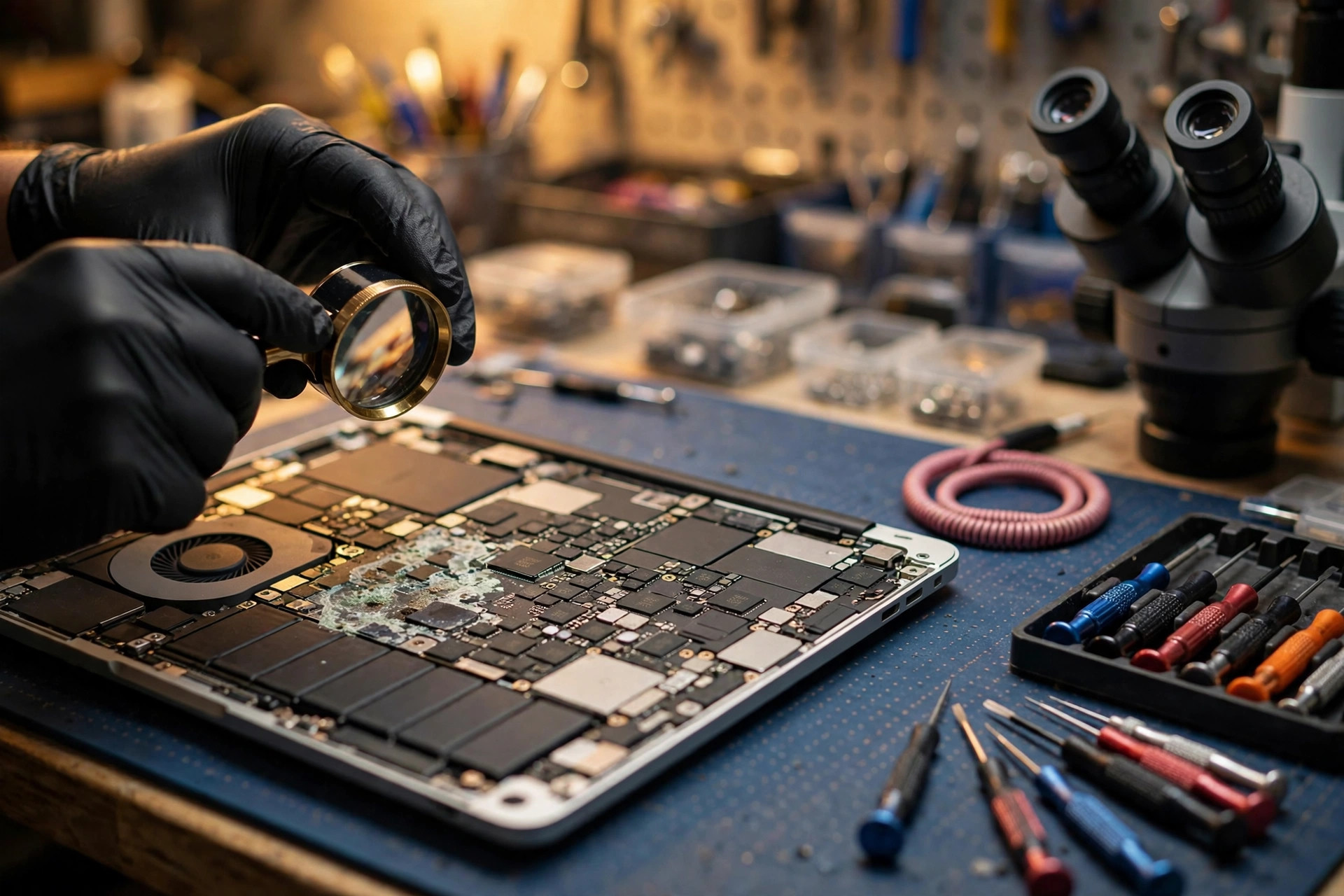 MacBook Liquid Damage: The First-24-Hour Response, the M1–M4 Data Survival Guide, and a Liquid Toxicity Ranking